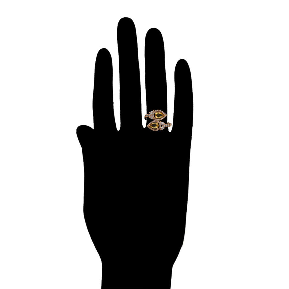 Ring aus goldplattierterr Legierung mit gelbem Emporia®-Kristall und weißem Emporia® Kristall