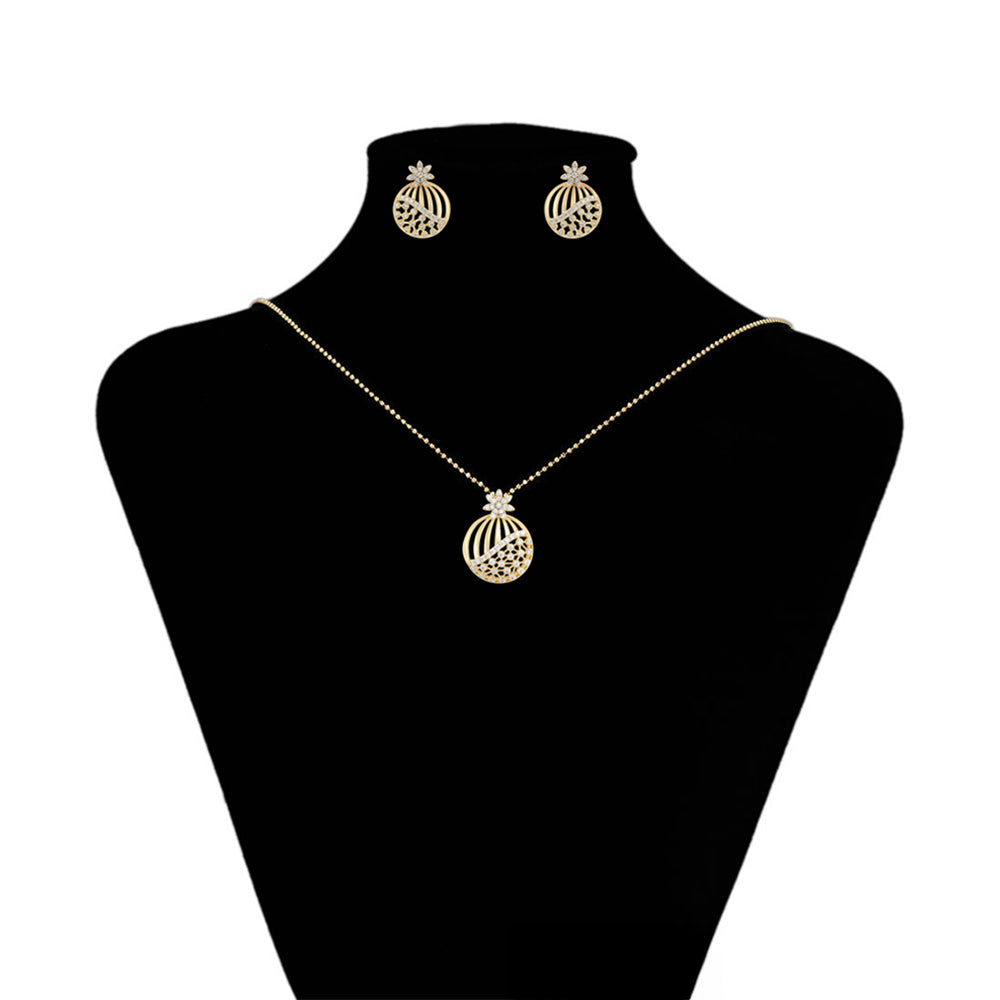 Schmuckgarnitur aus aus goldplattierter Legierung mit weißem Emporia® Kristall