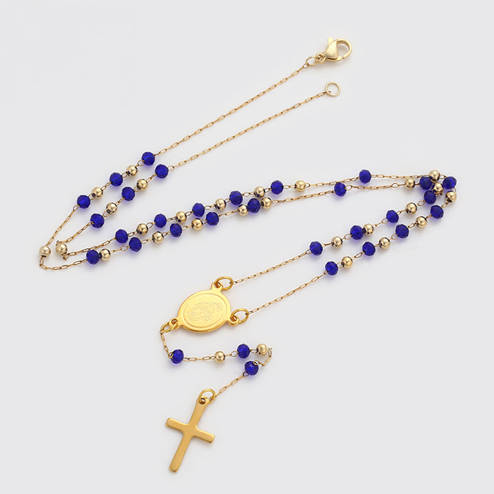 Halskette aus goldplattierter Legierung mit blauem Emporia®-Kristall