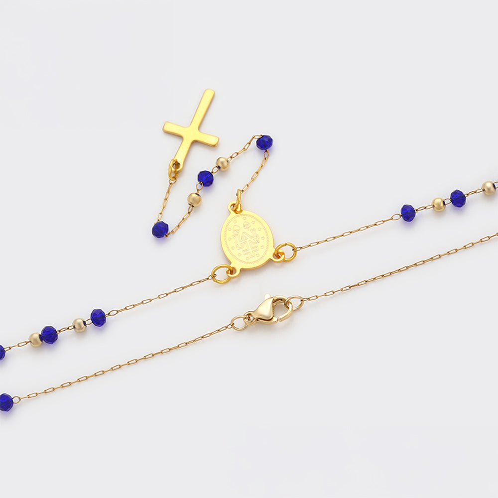 Halskette aus goldplattierter Legierung mit blauem Emporia®-Kristall