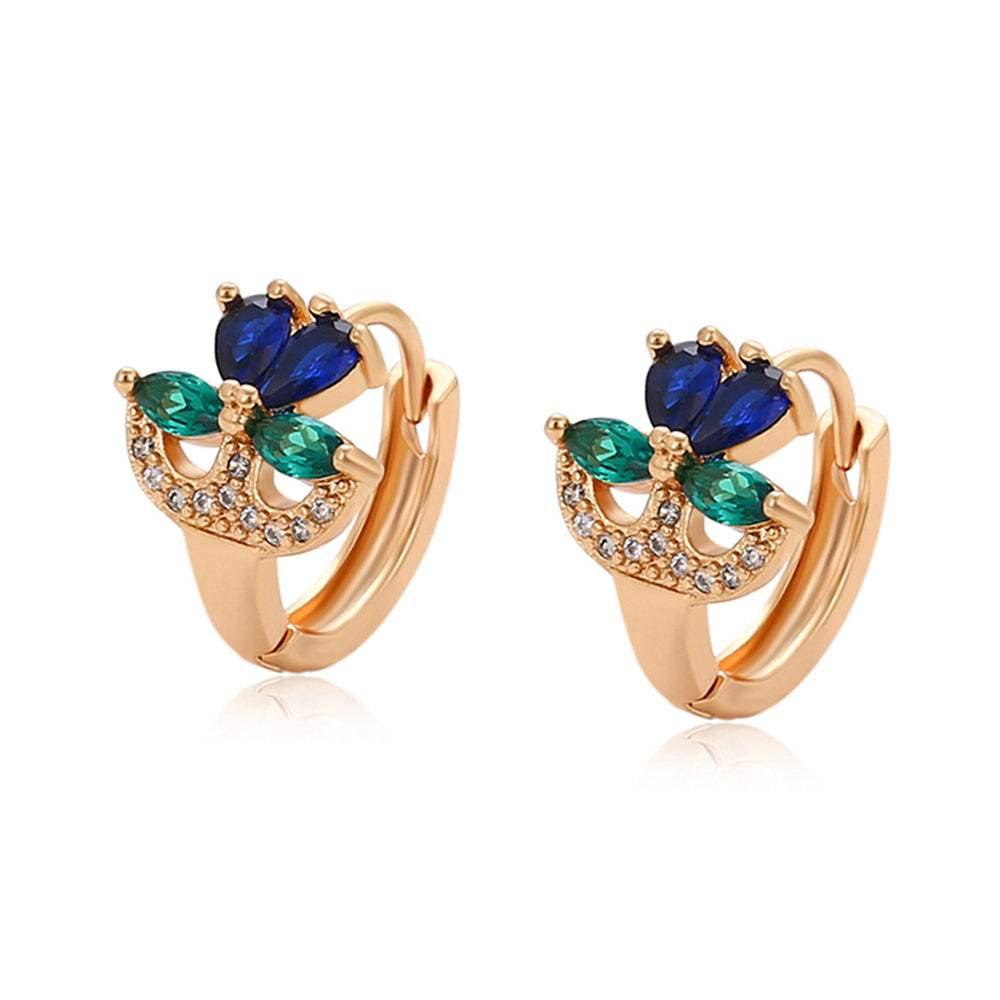 Ohrringe aus goldplattierter Legierung mit grünem Emporia® Kristall und blauem Emporia®-Kristall