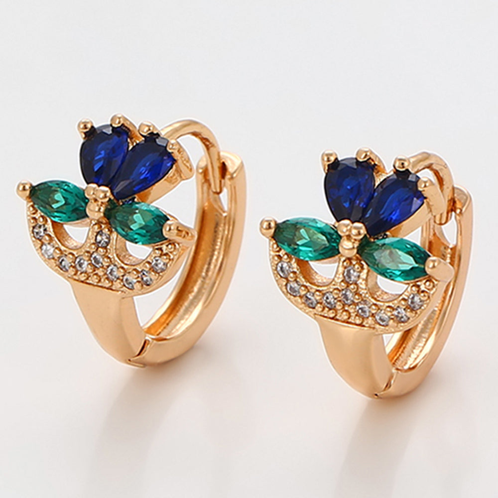 Ohrringe aus goldplattierter Legierung mit grünem Emporia® Kristall und blauem Emporia®-Kristall