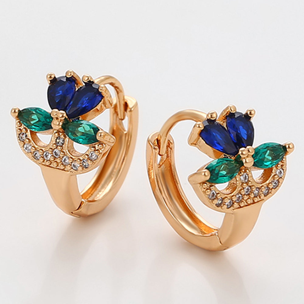 Ohrringe aus goldplattierter Legierung mit grünem Emporia® Kristall und blauem Emporia®-Kristall