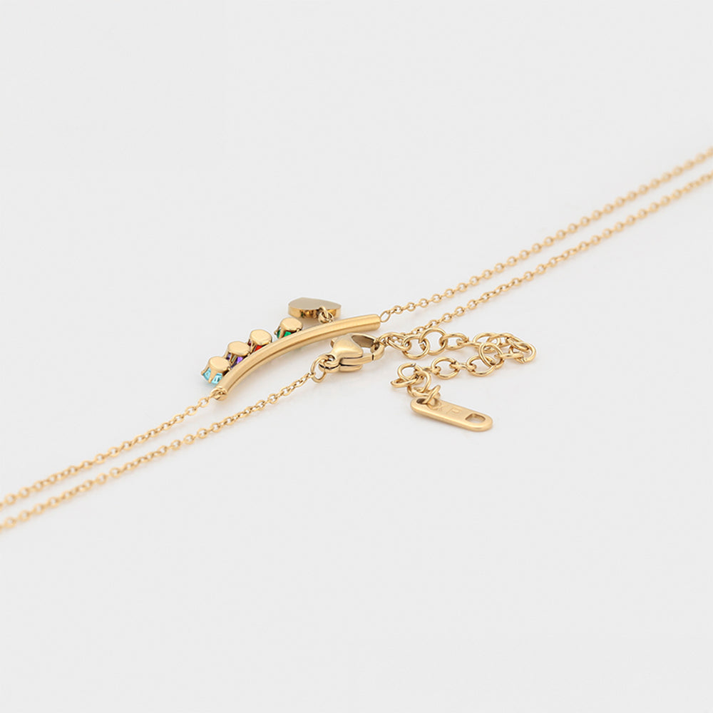 Halskette aus goldplattierter Legierung mit rotem Emporia®-Kristall und grünem Emporia® Kristall