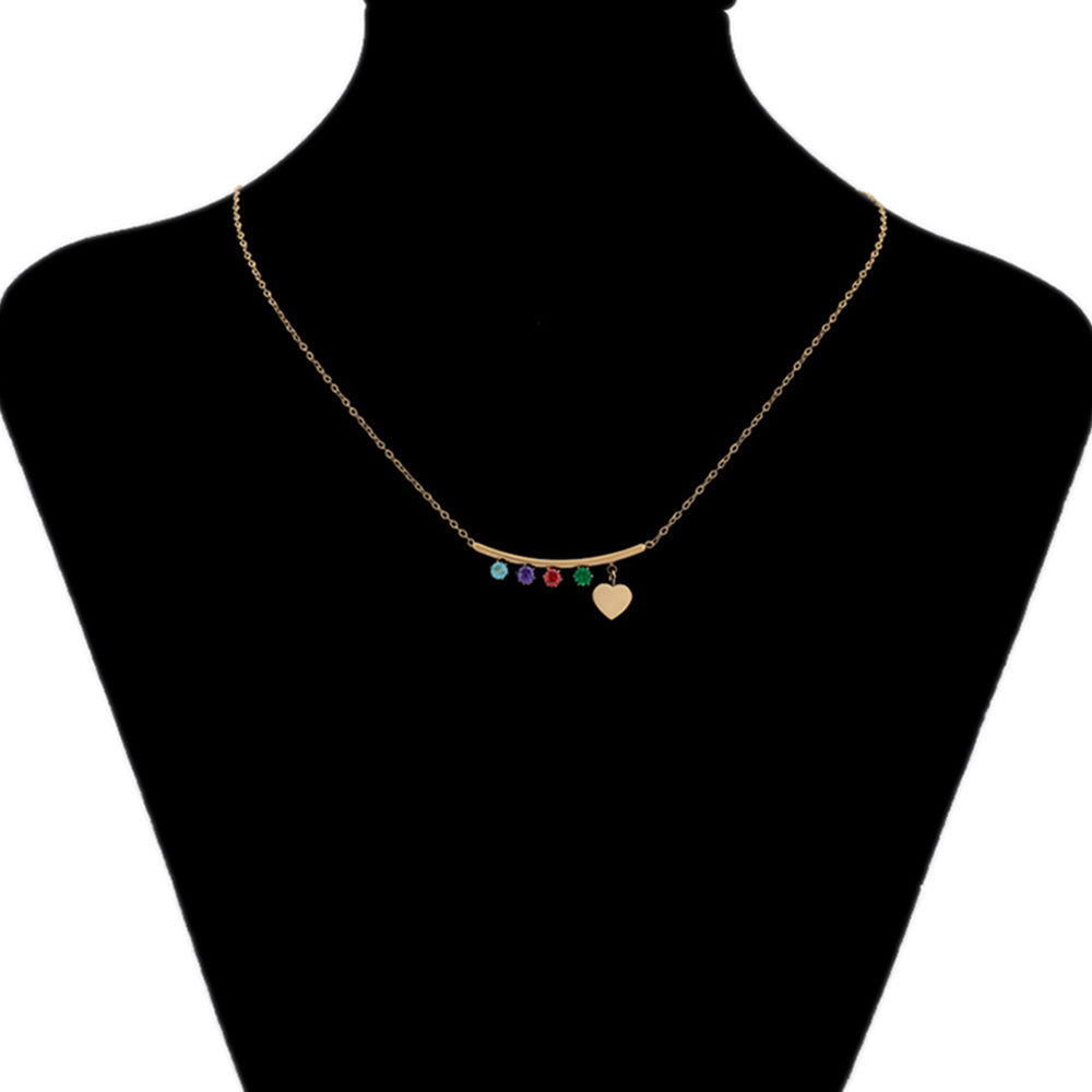 Halskette aus goldplattierter Legierung mit rotem Emporia®-Kristall und grünem Emporia® Kristall