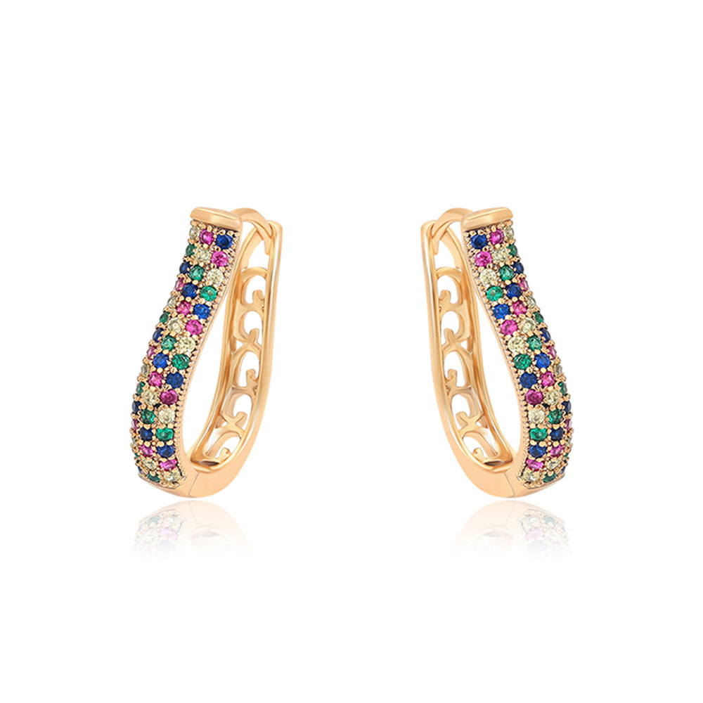 Ohrringe aus goldplattierter Legierung mit rotem Emporia®-Kristall und blauem Emporia®-Kristall