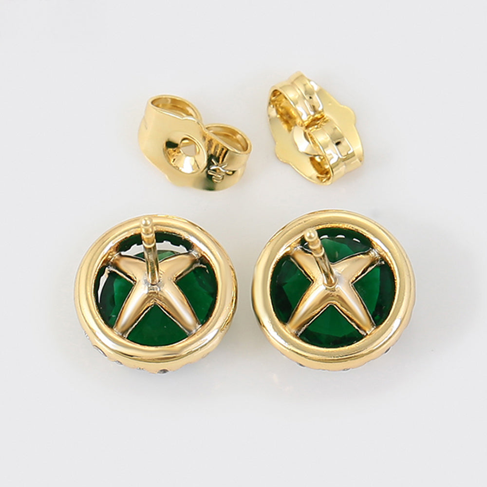 Ohrringe aus goldplattierter Legierung mit grünem Emporia® Kristall und weißem Emporia® Kristall 6