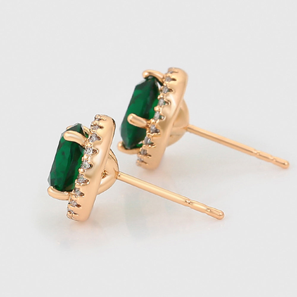 Ohrringe aus goldplattierter Legierung mit grünem Emporia® Kristall und weißem Emporia® Kristall 6