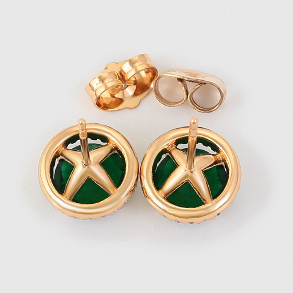 Ohrringe aus goldplattierter Legierung mit grünem Emporia® Kristall und weißem Emporia® Kristall 7