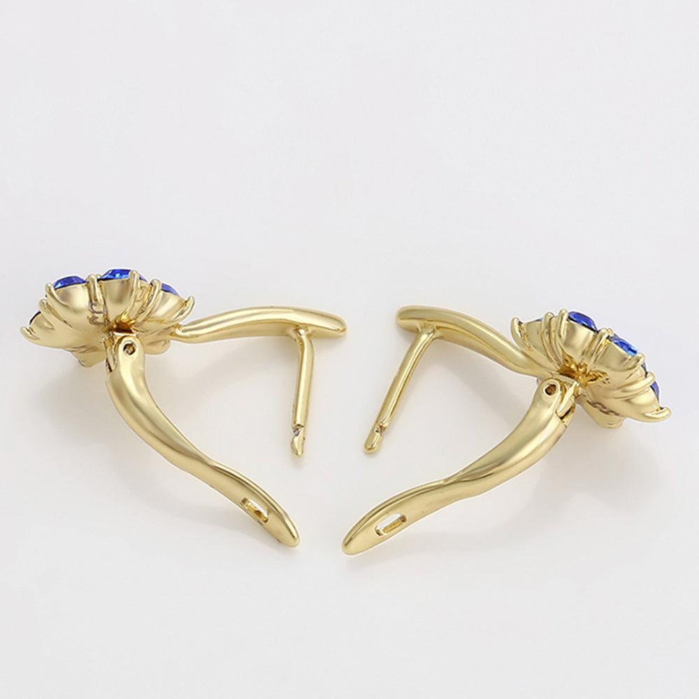 Ohrringe aus goldplattierter Legierung mit blauem Emporia®-Kristall