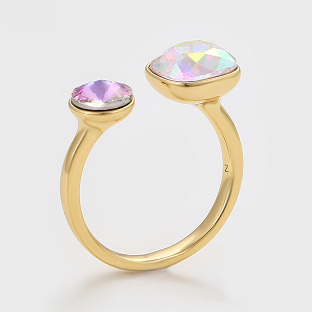 Ring aus goldplattierterr Legierung mit purpurfarbenem Emporia® Kristall und weißem Emporia® Kristall