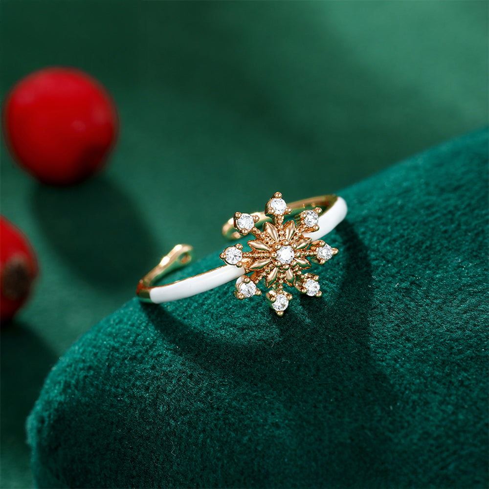 Ring aus goldplattierterr Legierung mit weißem Emporia® Kristall und Emaille