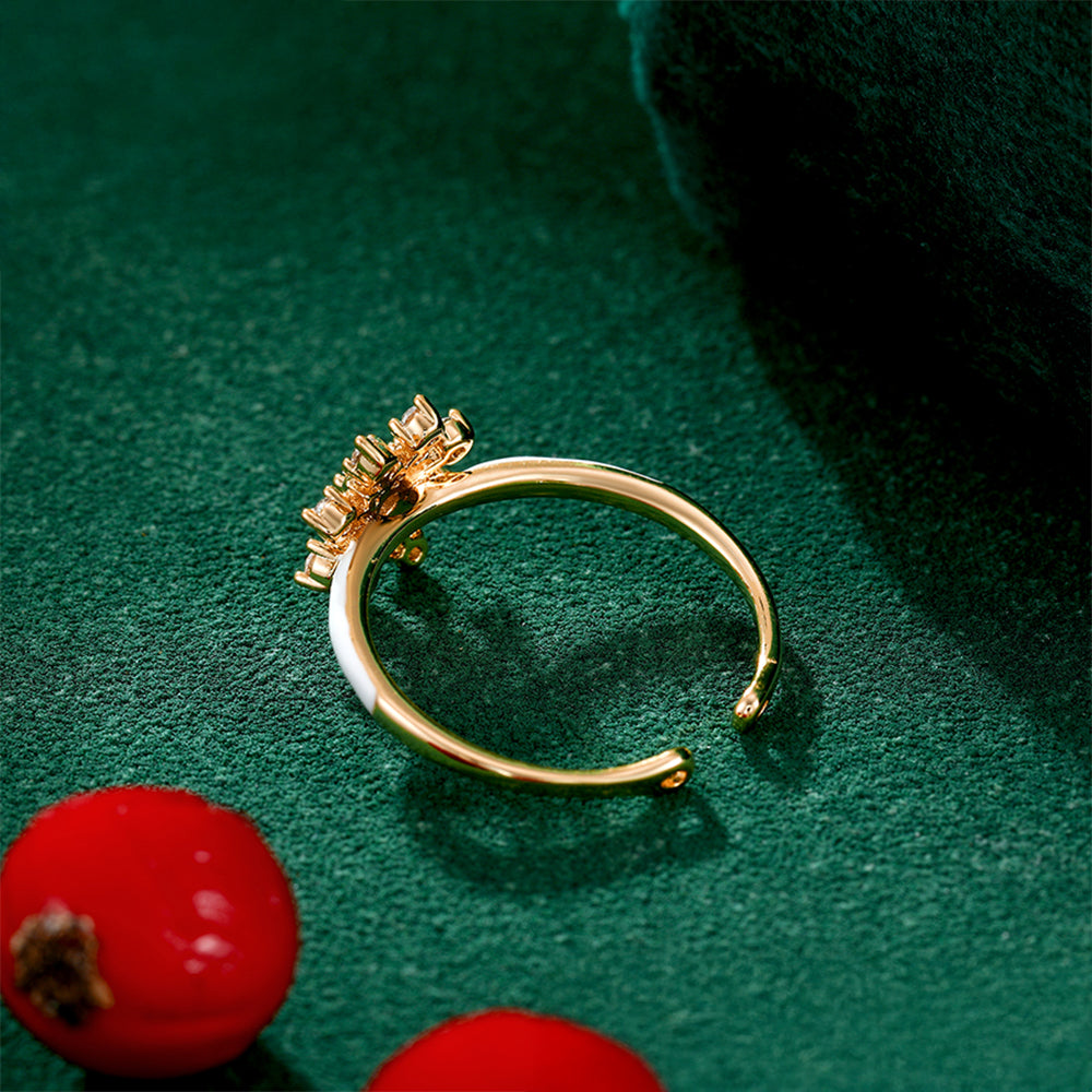 Ring aus goldplattierterr Legierung mit weißem Emporia® Kristall und Emaille