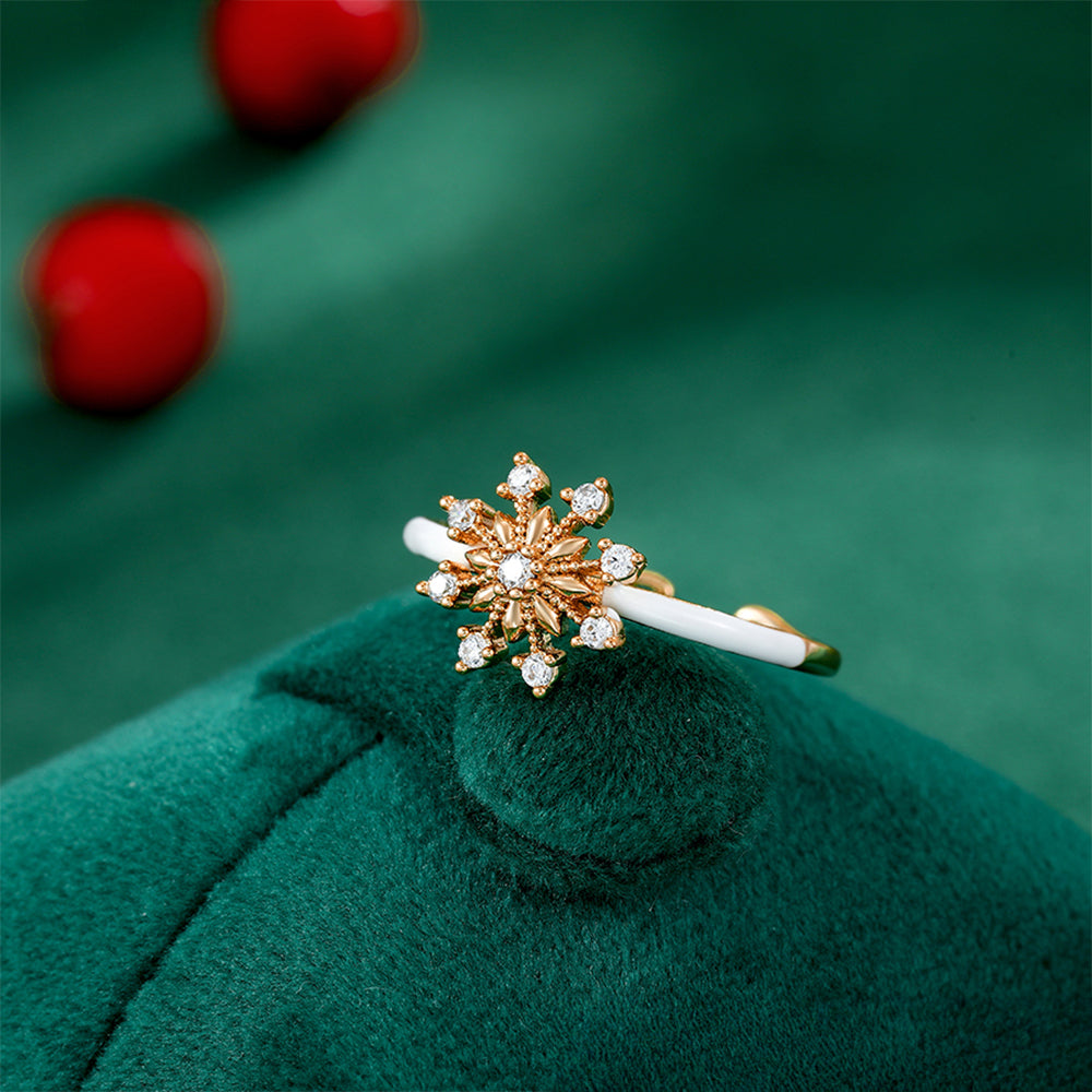 Ring aus goldplattierterr Legierung mit weißem Emporia® Kristall und Emaille