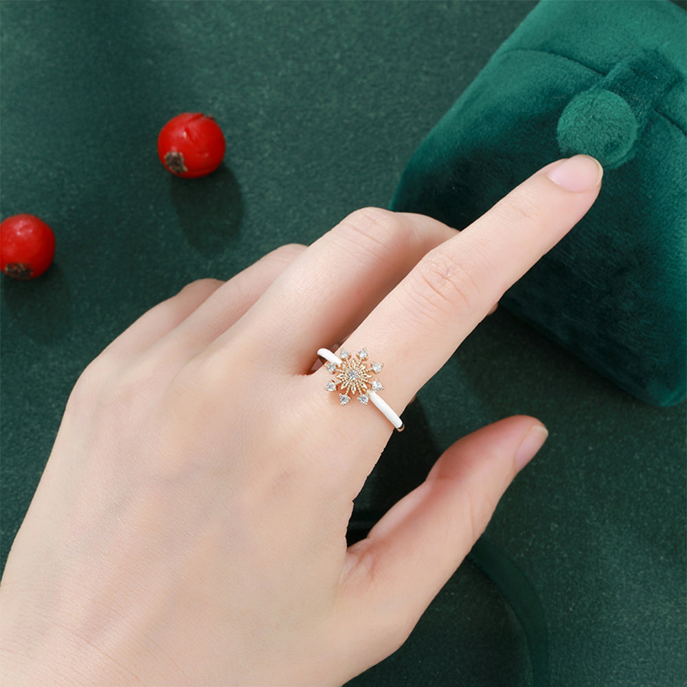 Ring aus goldplattierterr Legierung mit weißem Emporia® Kristall und Emaille