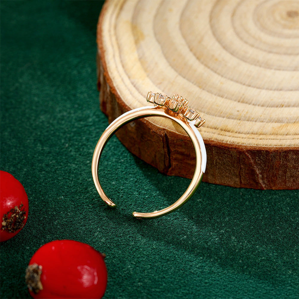Ring aus goldplattierterr Legierung mit weißem Emporia® Kristall und Emaille