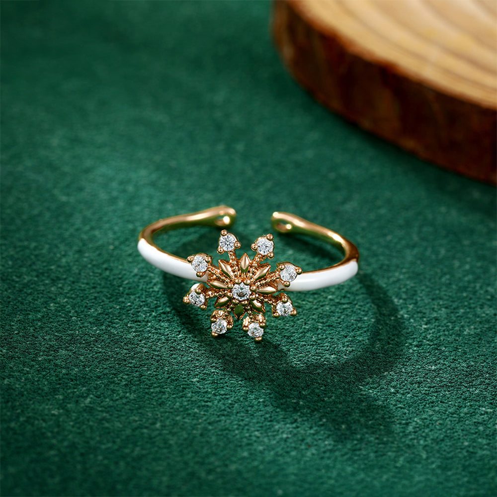 Ring aus goldplattierterr Legierung mit weißem Emporia® Kristall und Emaille