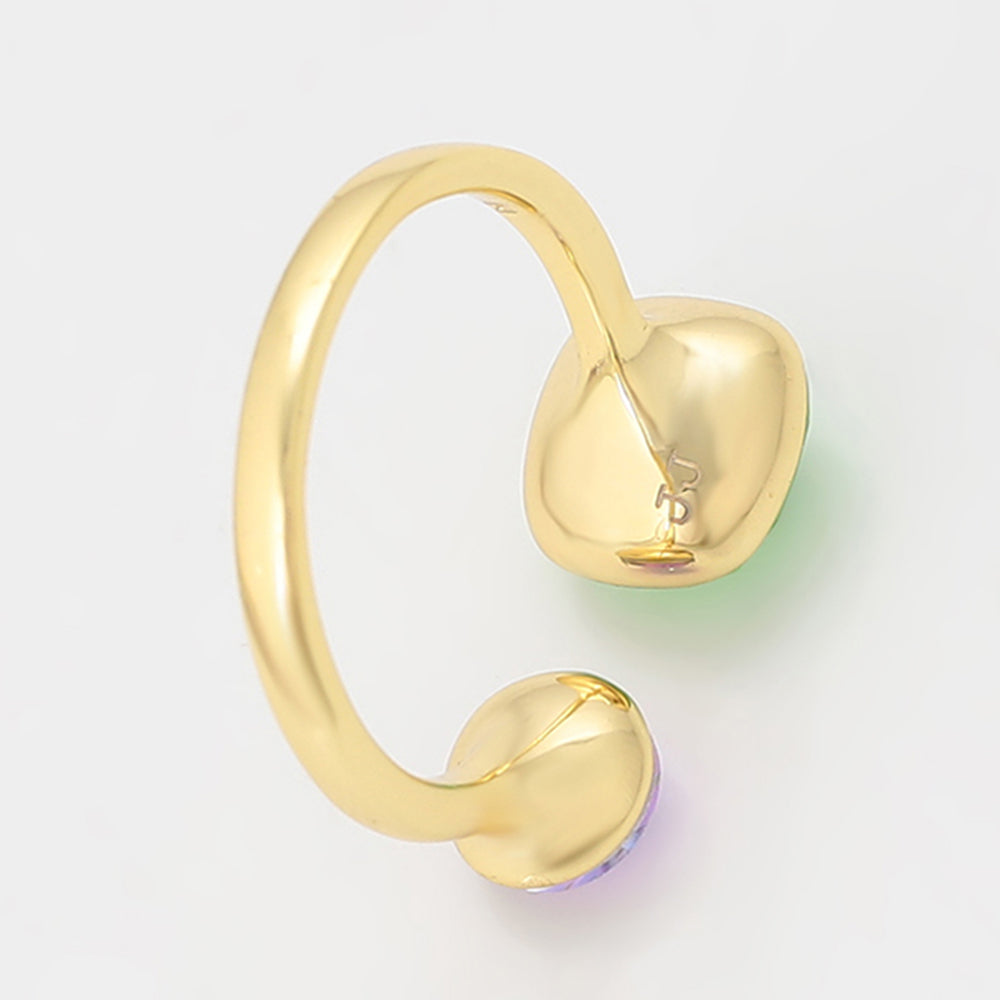 Ring aus goldplattierterr Legierung mit grünem Emporia® Kristall und purpurfarbenem Emporia® Kristall