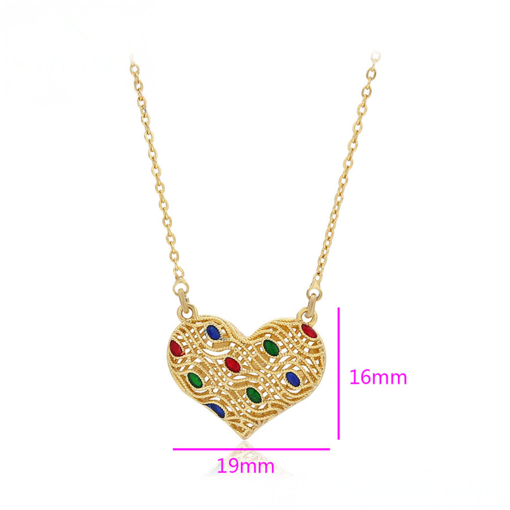 Halskette aus goldplattierter Legierung mit rotem Emporia®-Kristall und grünem Emporia® Kristall