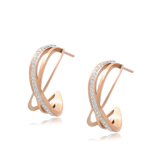 Ohrringe aus goldplattierter Legierung mit weißem Emporia® Kristall