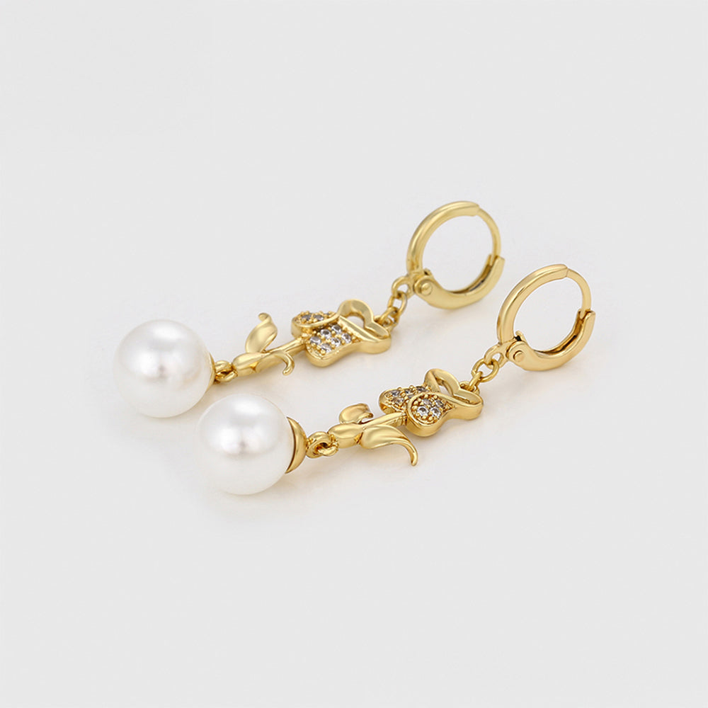 Ohrringe aus goldplattierter Legierung mit Glasperle und weißem Emporia® Kristall 7
