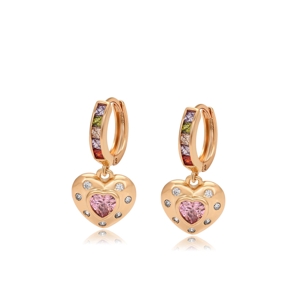 Ohrringe aus goldplattierter Legierung mit rosafarbenem Emporia® Kristall und weißem Emporia® Kristall 1