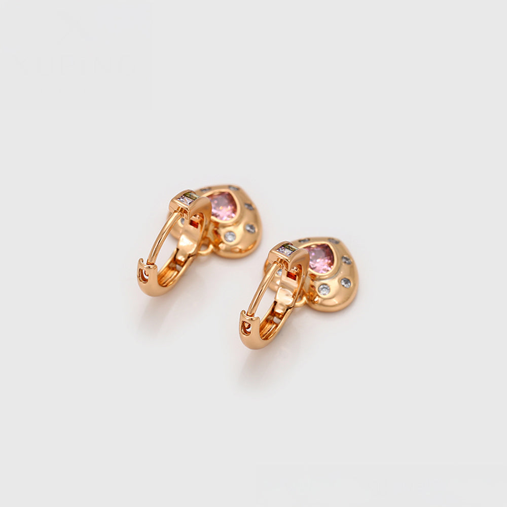 Ohrringe aus goldplattierter Legierung mit rosafarbenem Emporia® Kristall und weißem Emporia® Kristall 3