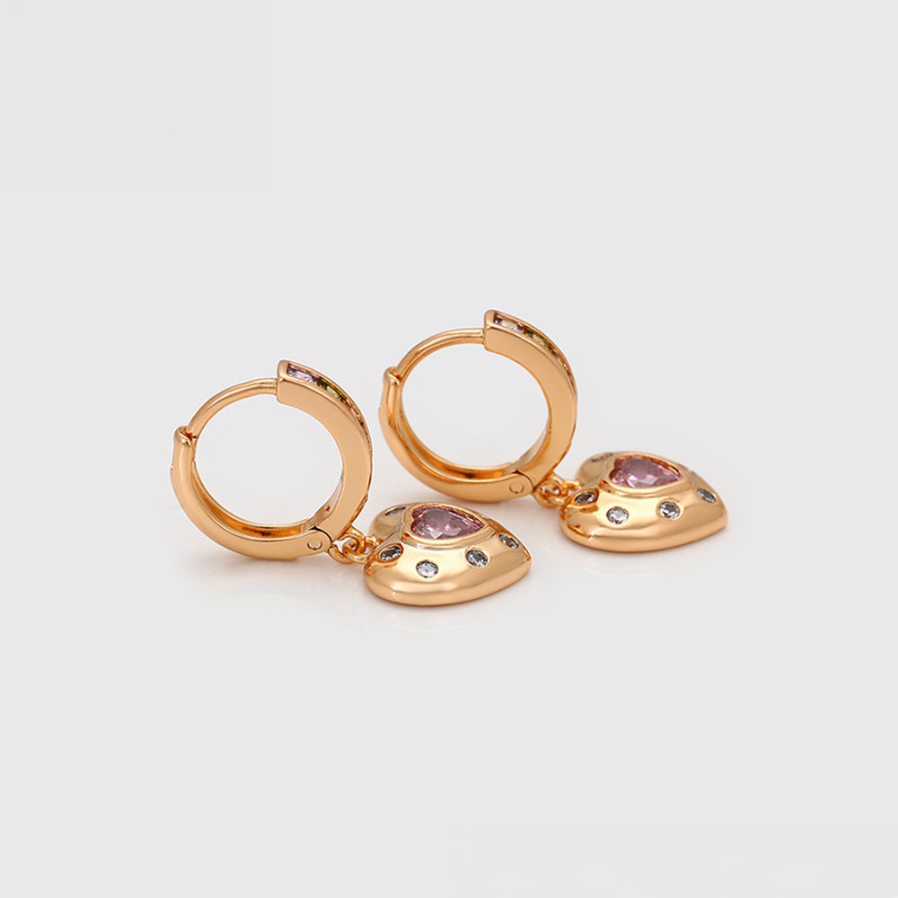 Ohrringe aus goldplattierter Legierung mit rosafarbenem Emporia® Kristall und weißem Emporia® Kristall 4