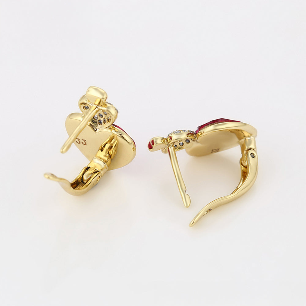 Ohrringe aus goldplattierter Legierung mit rosafarbenem Emporia® Kristall und weißem Emporia® Kristall 5