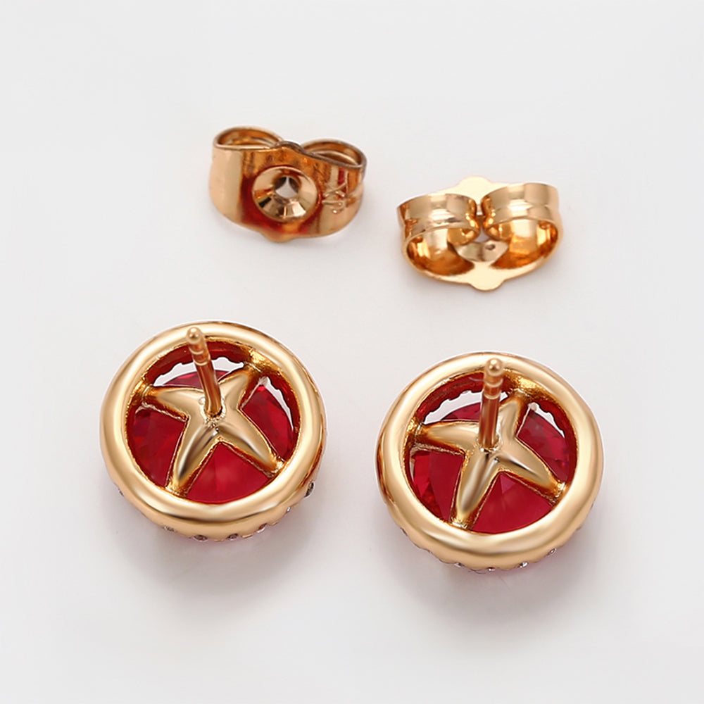 Ohrringe aus goldplattierter Legierung mit rotem Emporia®-Kristall und weißem Emporia® Kristall 4