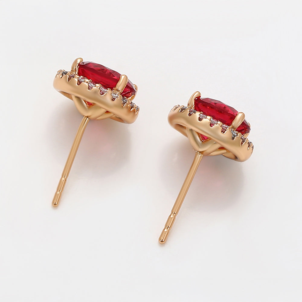 Ohrringe aus goldplattierter Legierung mit rotem Emporia®-Kristall und weißem Emporia® Kristall 5