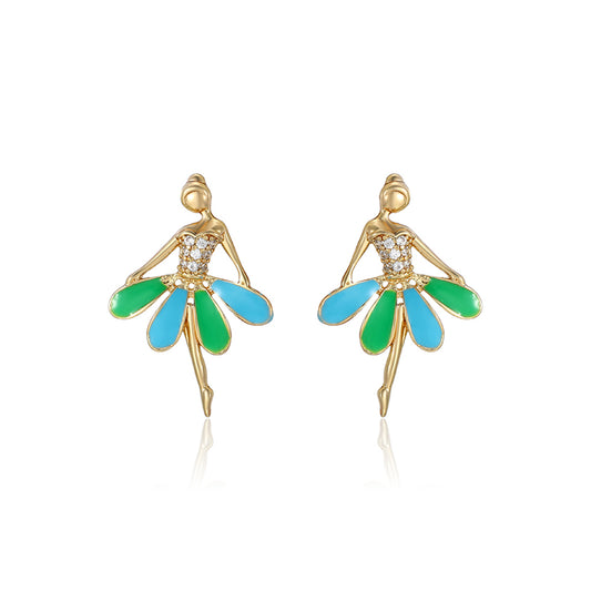 Ohrringe aus goldplattierter Legierung mit Emaille und weißem Emporia® Kristall