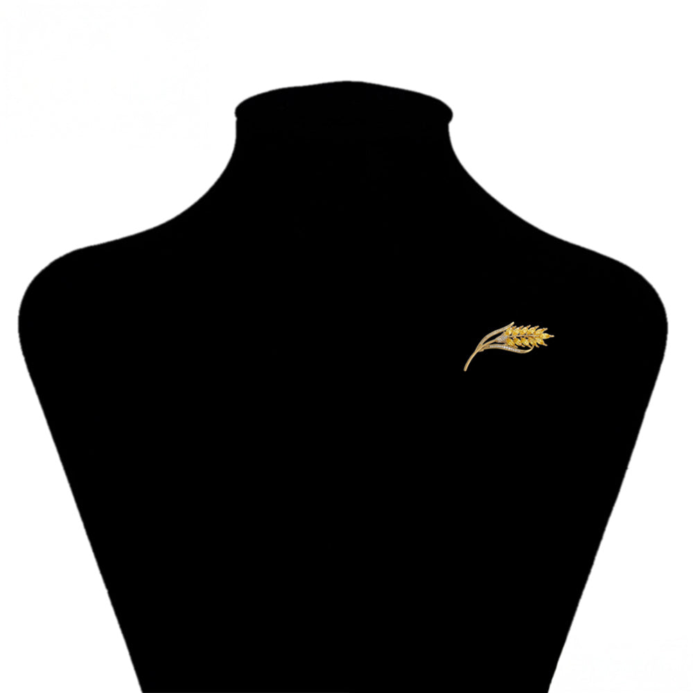 Brosche aus goldplattierter Legierung mit weißem Emporia® Kristall und gelbem Emporia®-Kristall