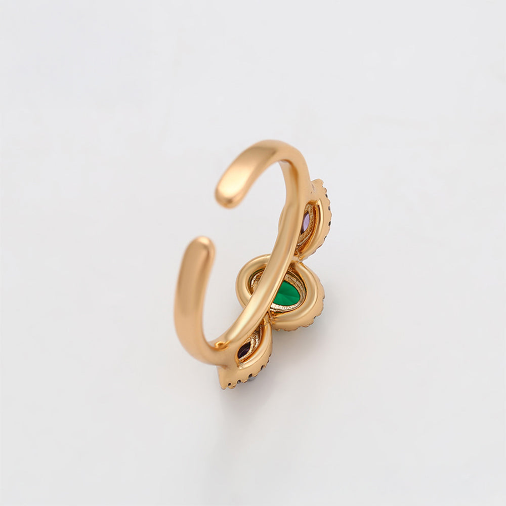 Ring aus goldplattierterr Legierung mit purpurfarbenem Emporia® Kristall und grünem Emporia® Kristall