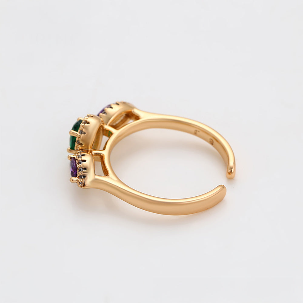 Ring aus goldplattierterr Legierung mit purpurfarbenem Emporia® Kristall und grünem Emporia® Kristall