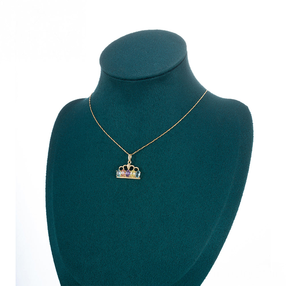 Schmuckgarnitur aus aus goldplattierter Legierung mit purpurfarbenem Emporia® Kristall und gelbem Emporia®-Kristall