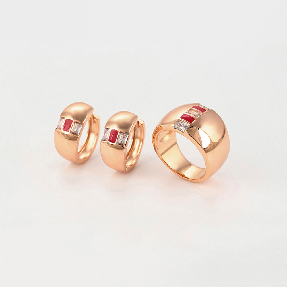 Schmuckgarnitur aus aus goldplattierter Legierung mit rotem Emporia®-Kristall und weißem Emporia® Kristall