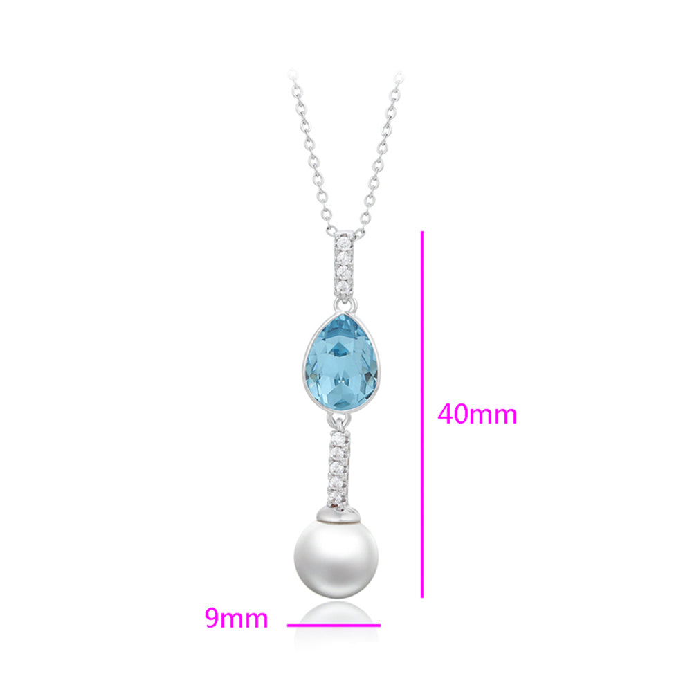 Halskette aus goldplattierter Legierung mit blauem Emporia®-Kristall und Glasperle