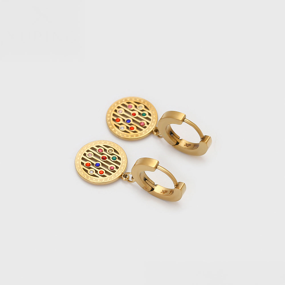 Schmuckgarnitur aus aus goldplattierter Legierung mit rotem Emporia®-Kristall und blauem Emporia®-Kristall