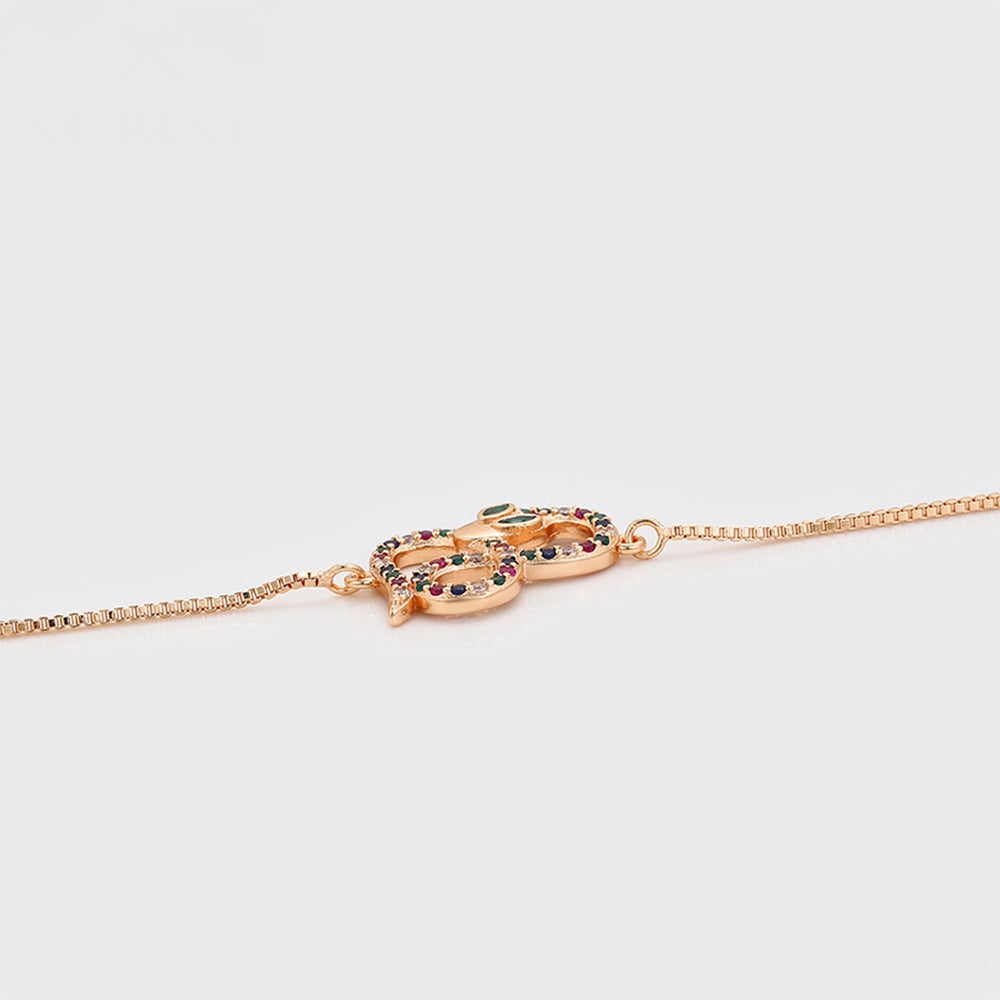 Armband aus goldplattiertesr Legierung mit rotem Emporia®-Kristall und grünem Emporia® Kristall