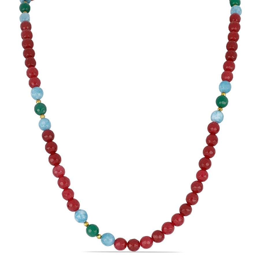 Nugget Halskette mit verschiedenfarbigen Quarzen und Hämatit