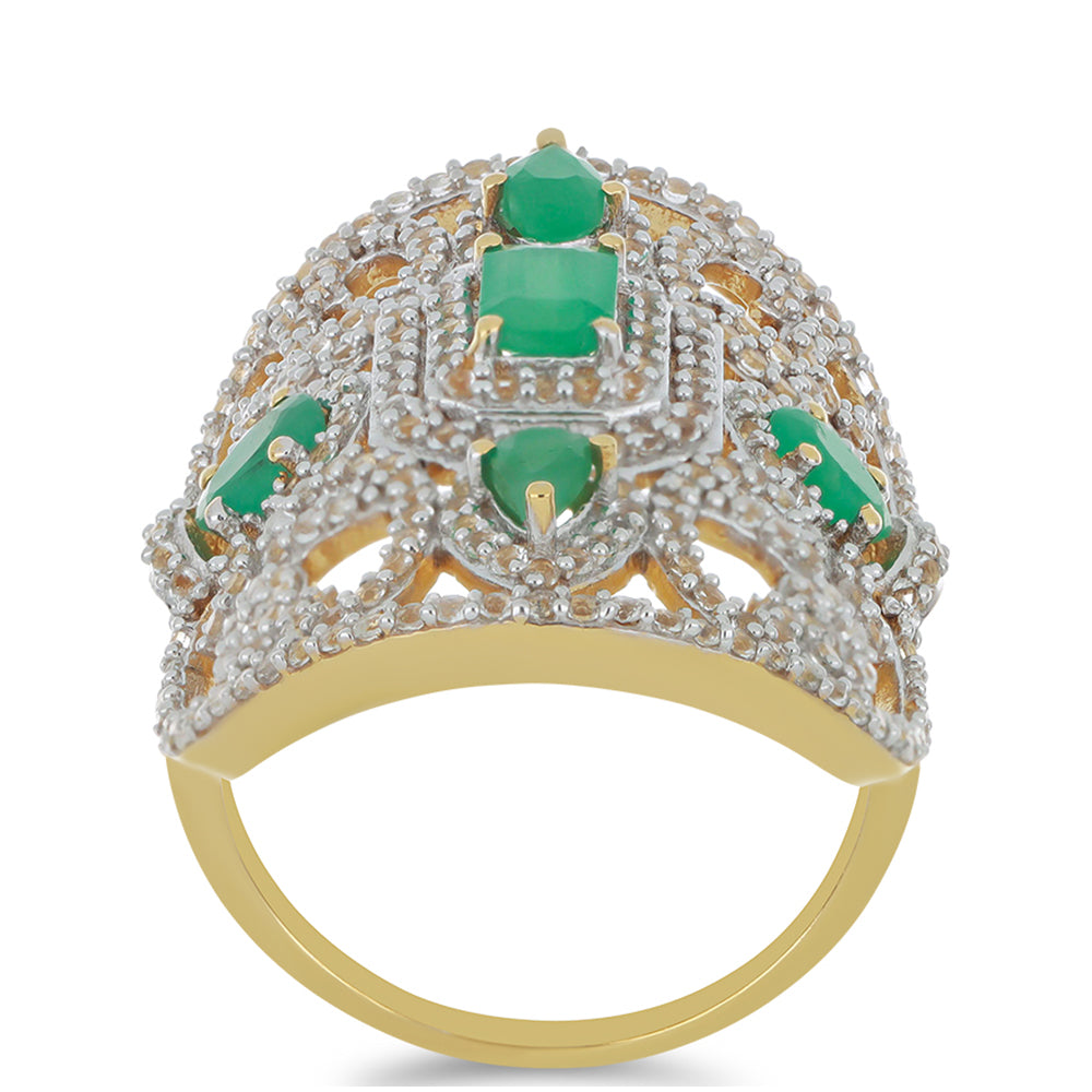 Goldplattierter Silberring mit brasilianischem Smaragd