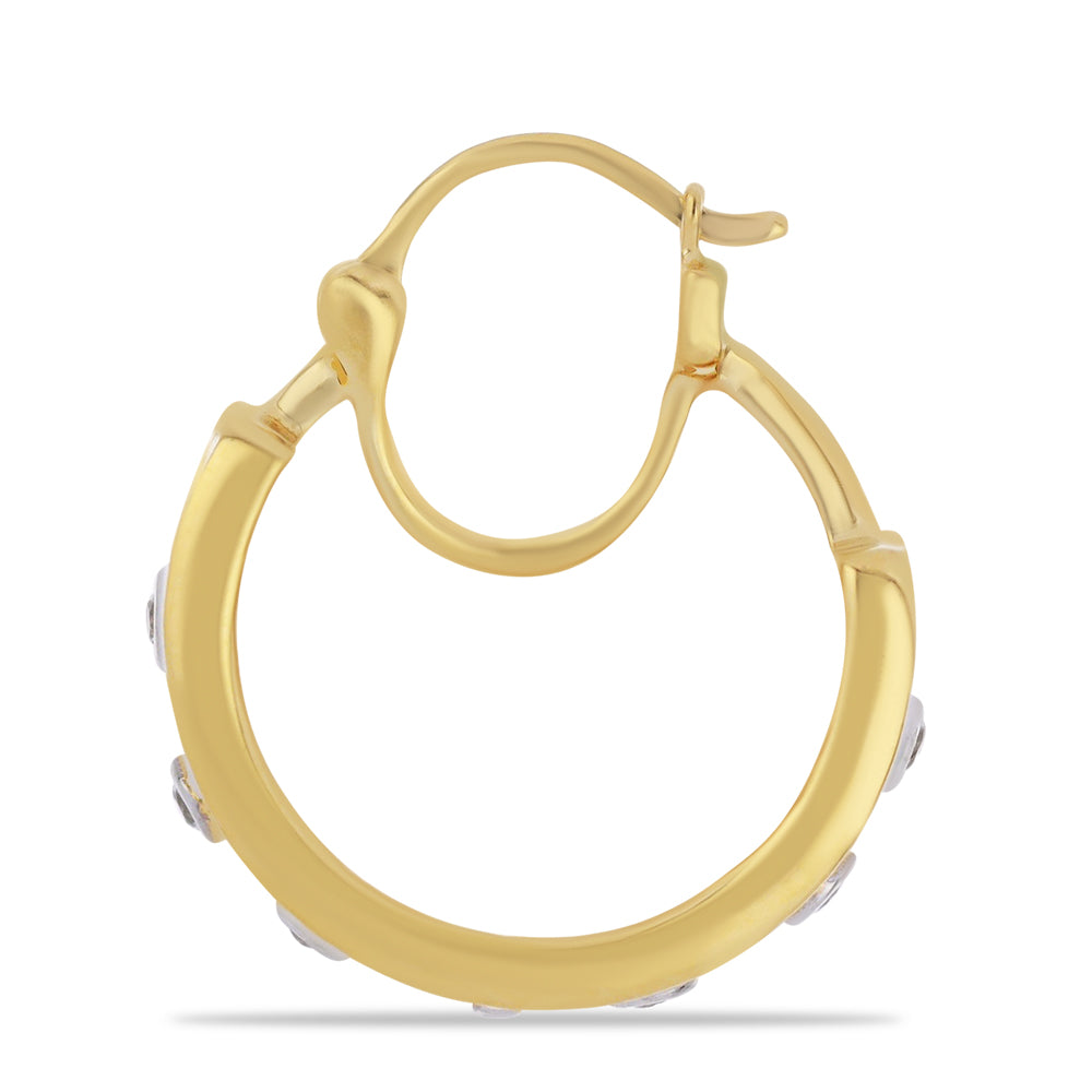 Goldplattierte Silberohrringe mit Emaille und weißem Topas 2
