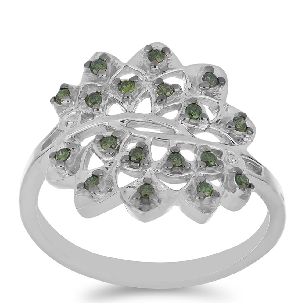 Silberring mit grünem Diamant