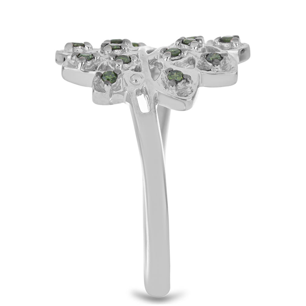 Silberring mit grünem Diamant