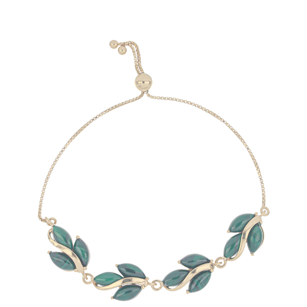 Goldplattiertes Silberarmband mit Malachit
