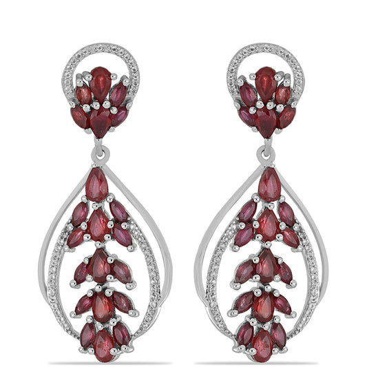 Silberohrringe mit Rubin aus Madagaskar und weißem Topas