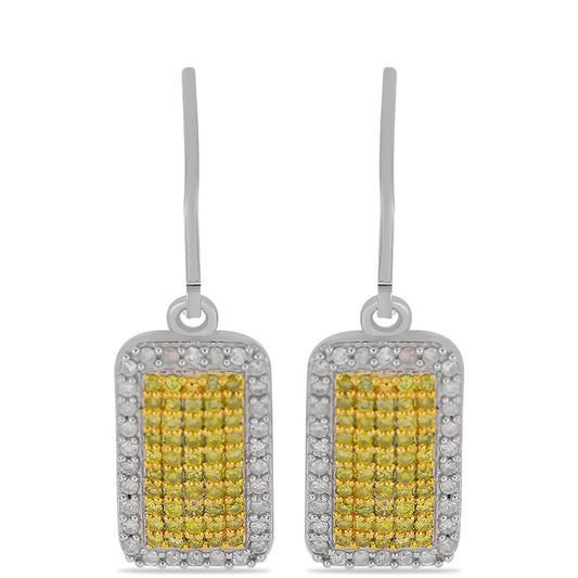 Goldplattierte Silberohrringe mit gelbem Diamant und weißem Diamant