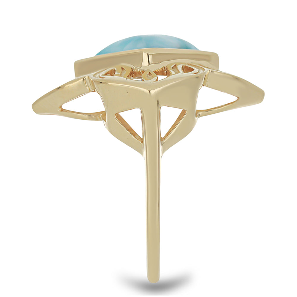 Goldplattierter Silberring mit Larimar