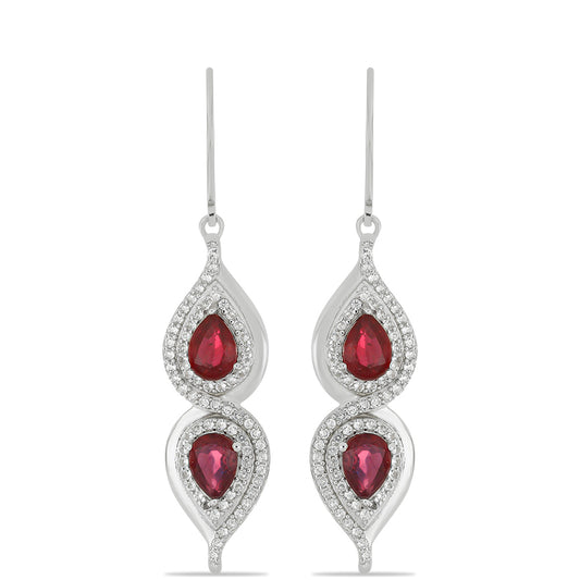 Silberohrringe mit Rubin aus Madagaskar und weißem Topas